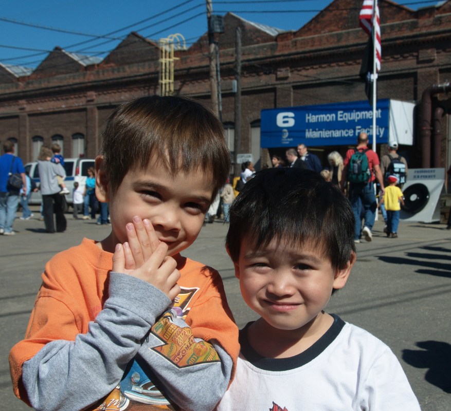 20081011-0174 Kyle and Kosi Outside Harmon Train Shop